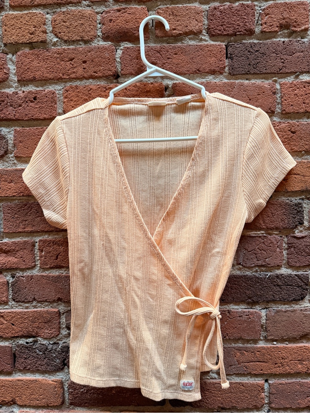 Levi's Peach Ribbed Wrap-Style Top